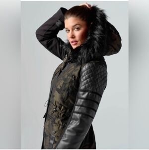 Blanc Noir Enfield Hybrid Camo Fur Hood Jacket